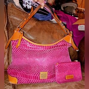 Dooney & Bourke Snakeskin Embossed Hobo Bag + Coin Purse